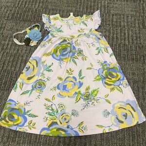 Matilda Jane Riding Bikes Pearl Cotton Dress with M2M headband size 6